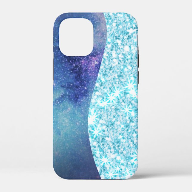 Elegant Blue Modern gradient galaxy glitter star Case-Mate iPhone Case (Back)