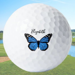 Elegant Blue Monarch Butterfly Personalized Ladies Golf Balls
