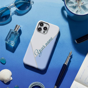 Elegant blue monochrome Color block Custom Name iPhone 16 Case