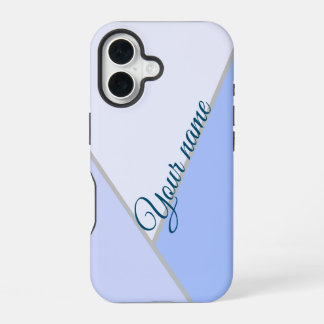 Elegant blue monochrome Color block Custom Name iPhone 16 Case