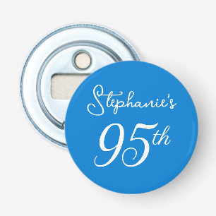Elegant Blue Monogram 95th Birthday Party Bottle Opener