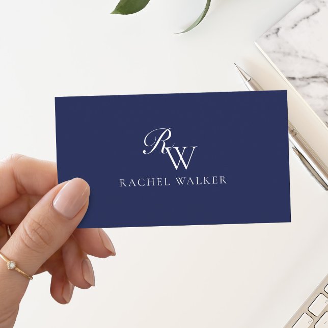 Elegant Blue Monogram Business Card (Creator Uploaded)