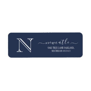 Elegant blue Monogram Initial Return Address L La