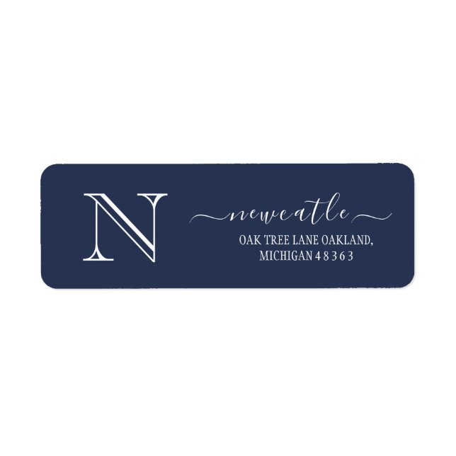 Elegant blue Monogram Initial Return Address L La (Front)