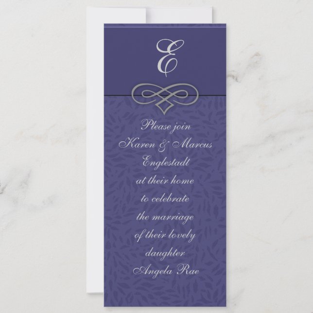 Elegant Blue Monogram Invitations (Front)