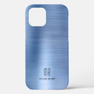 Elegant Blue Monogram  iPhone 12 Case