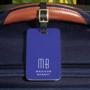 Elegant Blue Monogram Luggage Tag