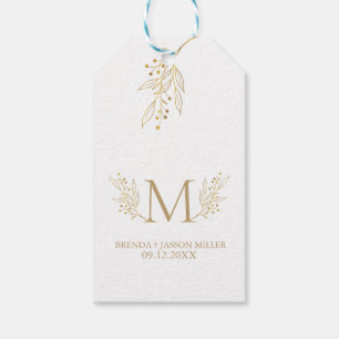 Elegant blue monogram newlywed  gift tags