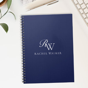 Elegant Blue Monogram Notebook