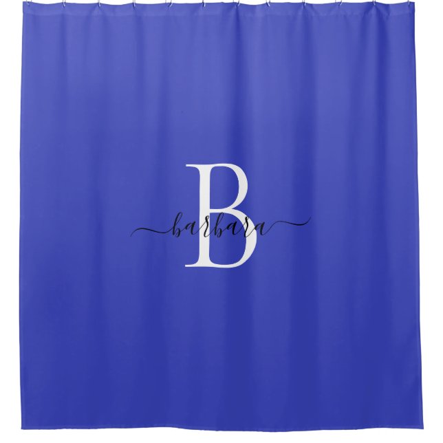 Elegant Blue Monogram Script Name (Front)