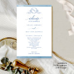 Elegant Blue Monogram Watercolor Wedding Program<br><div class="desc">Elegant blue Wedding program featuring delicate hand drawn botanical monogram with couples initials and framed by beautiful blue watercolor stripes. Ability to make text changes and adjustments by selecting customize further. Front with wedding ceremony details, back with wedding party names and thank you message for your guests. Elegant, simple and...</div>