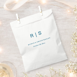 Elegant Blue Monogram Wedding Favour Bag