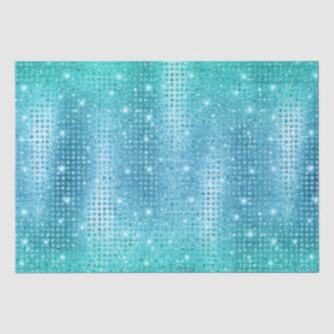 Elegant Blue Mosaic Metallic Glitter Pattern Tissue Paper