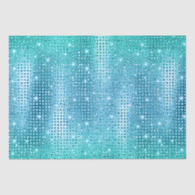 Elegant Blue Mosaic Metallic Glitter Pattern Tissue Paper (Front)