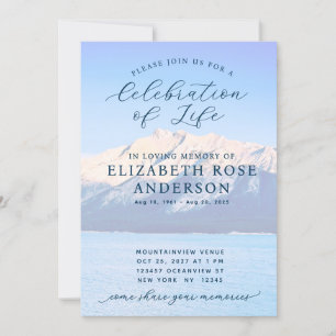 Elegant Blue Mountain Celebration of Life Memorial Invitation