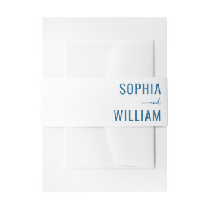 Elegant Blue Name Display Invitation Belly Band