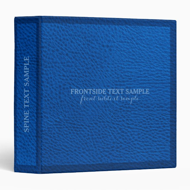 Elegant Blue Natural Faux Leather Ruff Look Binder (Front/Spine)