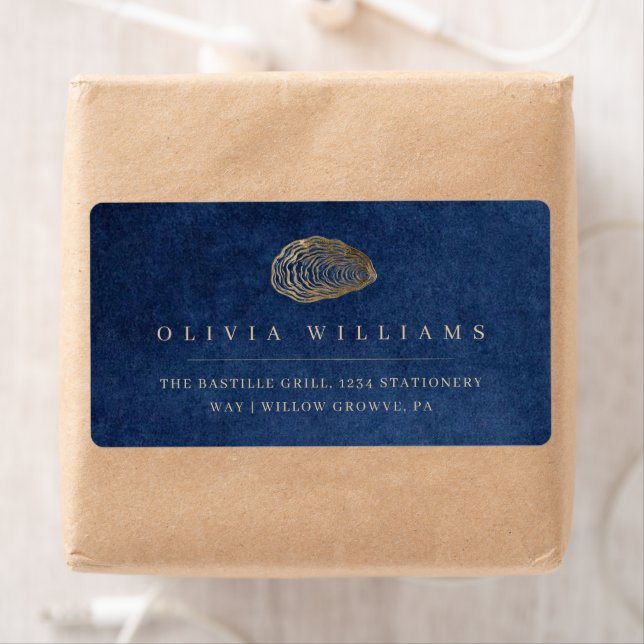 Elegant Blue Nautical Wedding Invitation Label (Insitu)
