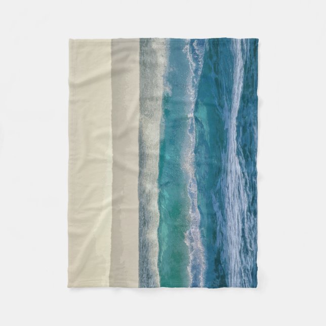 Elegant Blue Ocean Waves Acrylic Artwork | Fleece Blanket (Front)