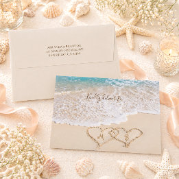 Elegant Blue Ocean Waves Tropical Beach Wedding Envelope