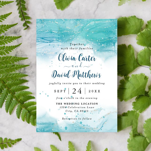 Elegant Blue Ocean Wedding Invitation (Creator Uploaded)