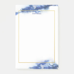 Elegant Blue Ombre Marble Personalized Post-it Notes