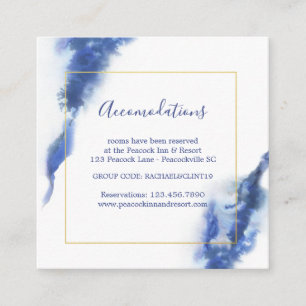 Elegant Blue Ombre Marble Wedding Accommodations Enclosure Card
