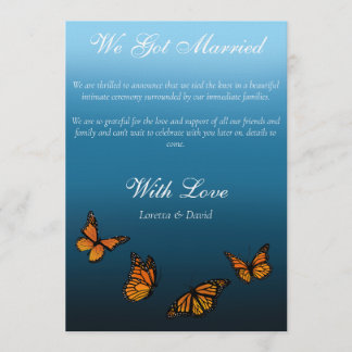 Elegant Blue Ombre Romantic Monarch Butterfly Invitation