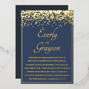 Elegant Blue Opulence Gold Confetti Wedding   