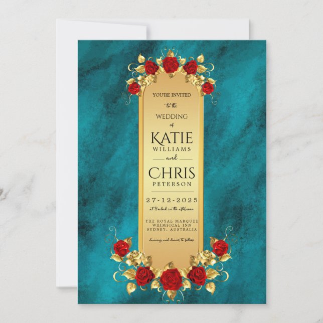 Elégant Blue Opulence or luxe royal Invitation (Devant)