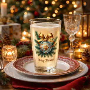 Elegant Blue Ornament Christmas Barware Glass