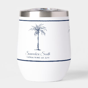 Elegant Blue Palm Tree Personalized