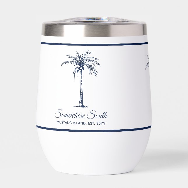 Elegant Blue Palm Tree Personalized (Front)