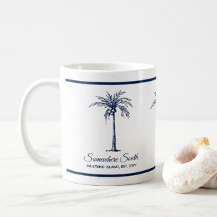 Elegant Blue Palm Tree Personalized Coffee Mug