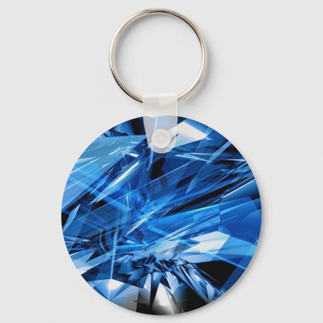 Elegant Blue Pattern Keychain (Front)