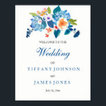 Elegant Blue & Peach Floral Wedding Weclome Poster<br><div class="desc">Elegant Blue & Peach Floral Wedding Weclome Poster Ceremony Reception

See Niche and Nest store for Set. Design courtesy of: https://www.etsy.com/shop/SmallHouseBigPony</div>