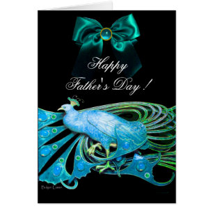 ELEGANT BLUE PEACOCK,GEM STONES ,BOW Father's Day