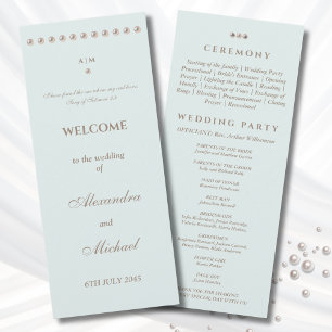 Elegant Blue Pearl Christian Wedding Program
