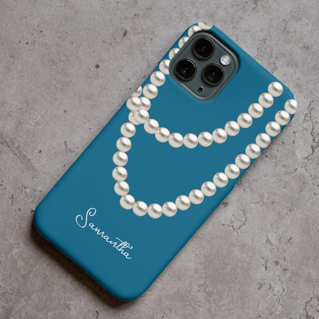 Elegant blue Pearl necklace Case-Mate iPhone Case (Creator Uploaded)