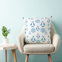 Elegant Blue Penguins With Snowflakes Pattern