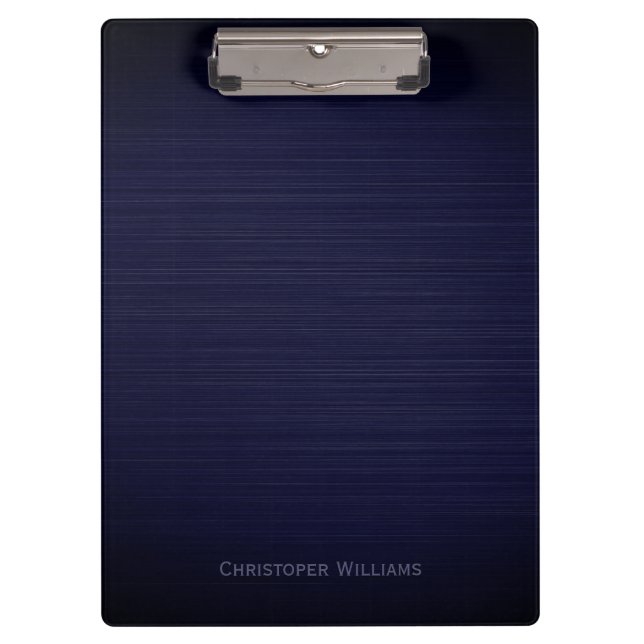 Elegant blue perforated metal personalized clipboard (Front)