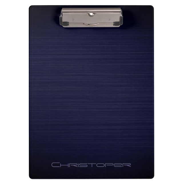 Elegant blue perforated metal personalized clipboard (Front)