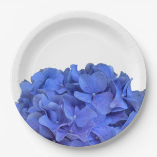 Elegant Blue periwinkle elegant floral hydrangeas  Paper Plate
