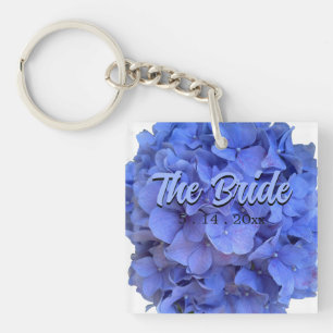 Elegant Blue periwinkle floral hydrangeas  Keychain