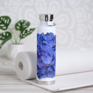 Elegant blue periwinkle floral hydrangeas  water bottle