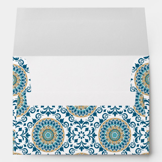 Elegant Blue Persian Mosaic Envelope (Back (Bottom))