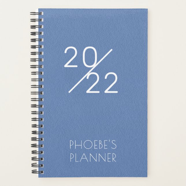 Elegant Blue Personalized 2022 Planner (Front)