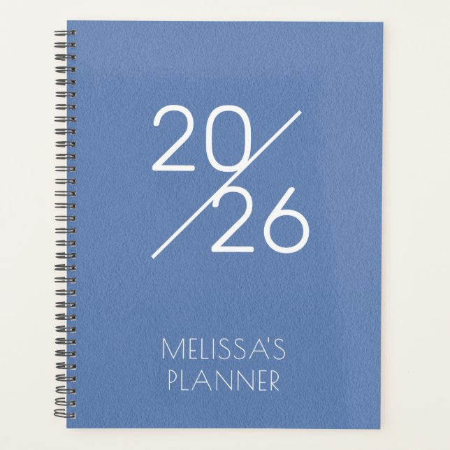 Elegant Blue Personalized 2026 Planner (Devant)