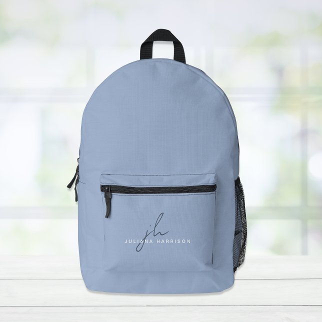 Elegant Blue Personalized Printed Backpack (Creator Uploaded)