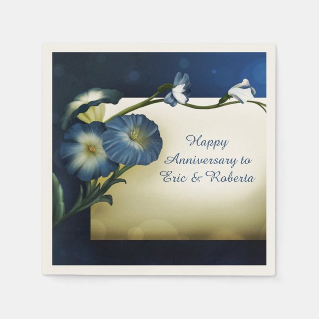 Elegant Blue Petunias Special Occasion Personalize Napkin (Front)